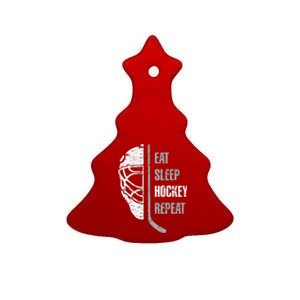 Eat Sleep Hockey Repeat Christmas For Hockey Ceramic Tree Ornament