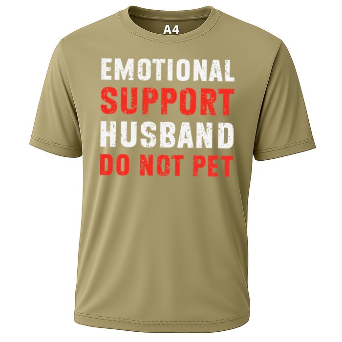 Emotional Support Husband Do Not Pet Funny Dad Husband Papa Cooling Performance Crew T-Shirt