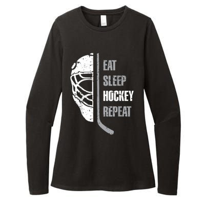 Eat Sleep Hockey Repeat Hockey Funny Ice Hockey Womens CVC Long Sleeve Shirt