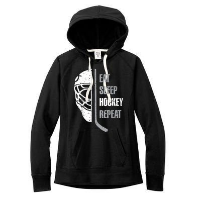 Eat Sleep Hockey Repeat Hockey Funny Ice Hockey Women's Fleece Hoodie