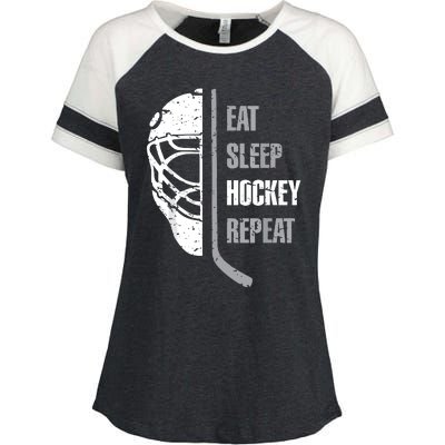 Eat Sleep Hockey Repeat Hockey Funny Ice Hockey Enza Ladies Jersey Colorblock Tee