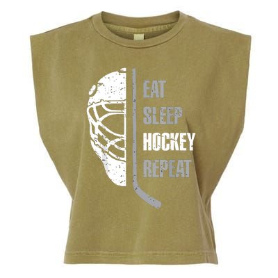 Eat Sleep Hockey Repeat Hockey Funny Ice Hockey Garment-Dyed Women's Muscle Tee