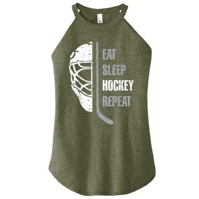 Eat Sleep Hockey Repeat Hockey Funny Ice Hockey Women's Perfect Tri Rocker Tank