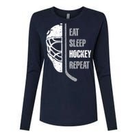 Eat Sleep Hockey Repeat Hockey Funny Ice Hockey Womens Cotton Relaxed Long Sleeve T-Shirt