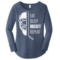 Eat Sleep Hockey Repeat Hockey Funny Ice Hockey Women's Perfect Tri Tunic Long Sleeve Shirt