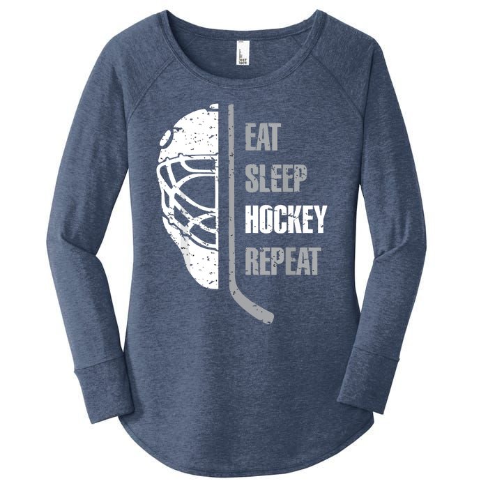 Eat Sleep Hockey Repeat Hockey Funny Ice Hockey Women's Perfect Tri Tunic Long Sleeve Shirt