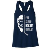 Eat Sleep Hockey Repeat Hockey Funny Ice Hockey Women's Racerback Tank