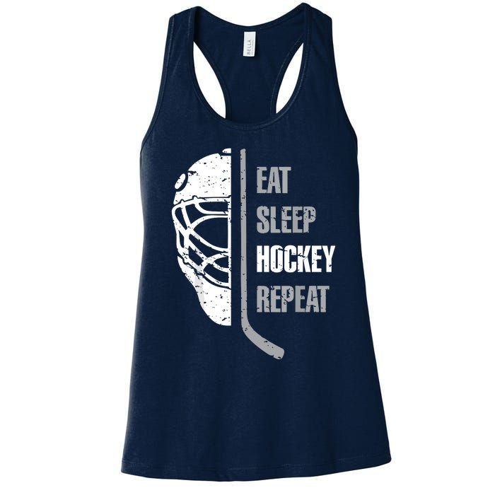 Eat Sleep Hockey Repeat Hockey Funny Ice Hockey Women's Racerback Tank