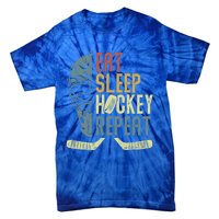 Eat Sleep Hockey Repeat Christmas Teen Adult Hockey Great Gift Tie-Dye T-Shirt