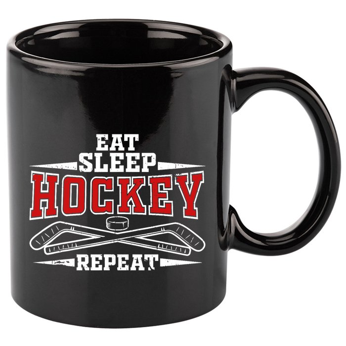 Eat Sleep Hockey Repeat For Hockey Player 11oz C Handle Ceramic Mug