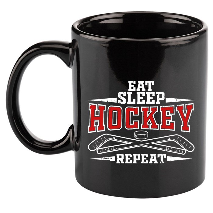 Eat Sleep Hockey Repeat For Hockey Player 11oz C Handle Ceramic Mug