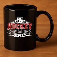 Eat Sleep Hockey Repeat For Hockey Player 11oz C Handle Ceramic Mug