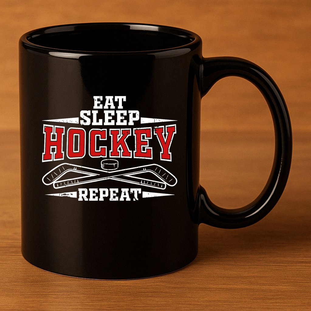 Eat Sleep Hockey Repeat For Hockey Player 11oz C Handle Ceramic Mug
