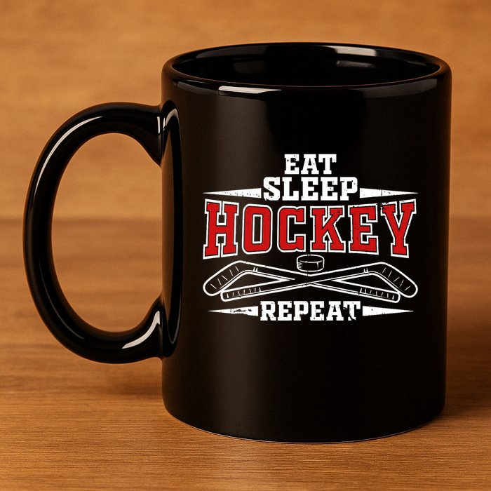 Eat Sleep Hockey Repeat For Hockey Player 11oz C Handle Ceramic Mug