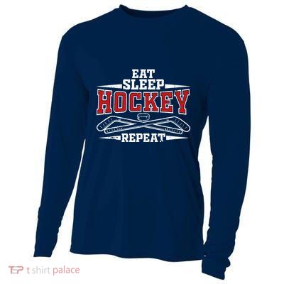 Eat Sleep Hockey Repeat For Hockey Player Cooling Performance Long Sleeve Crew