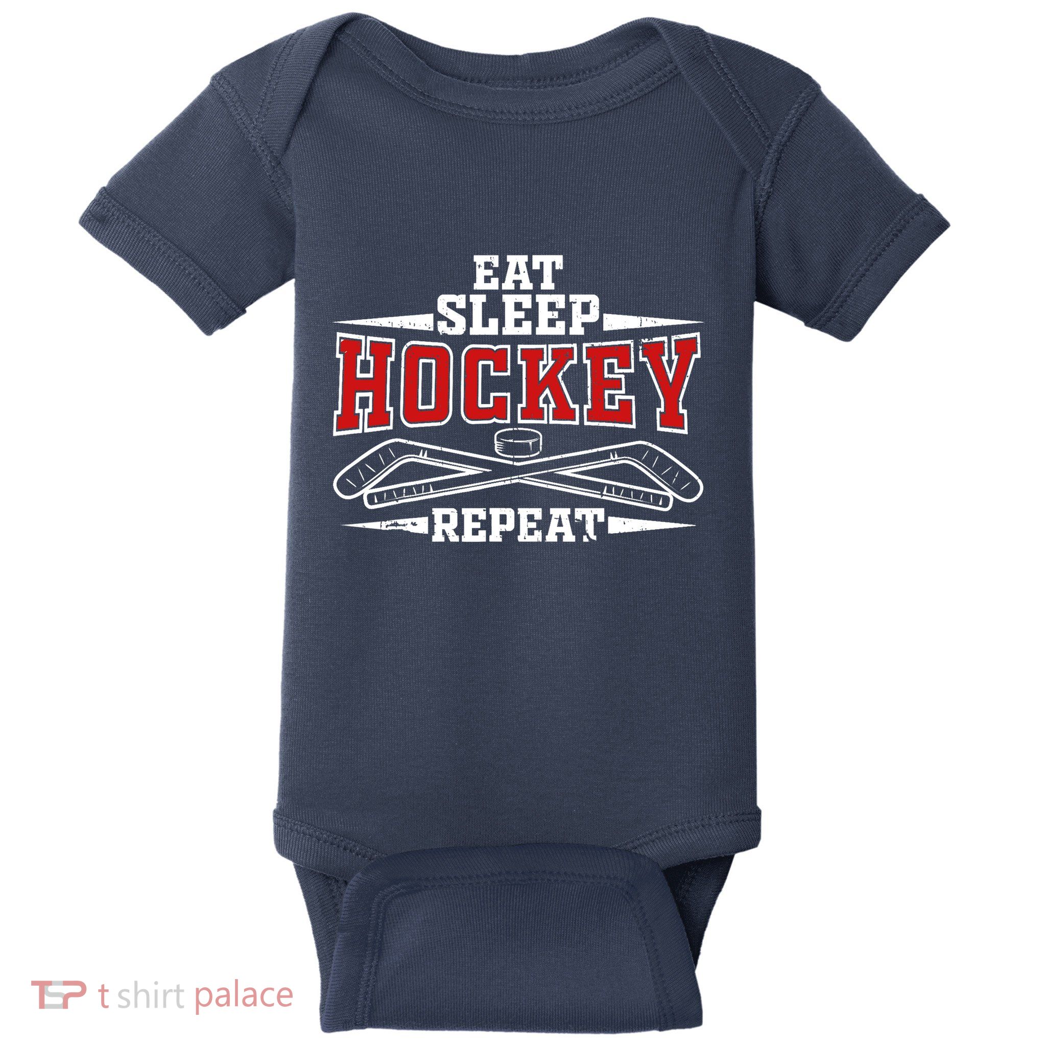 Eat Sleep Hockey Repeat For Hockey Player Baby Bodysuit