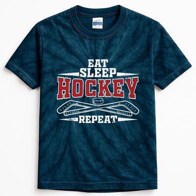 Eat Sleep Hockey Repeat For Hockey Player Kids Tie-Dye T-Shirt