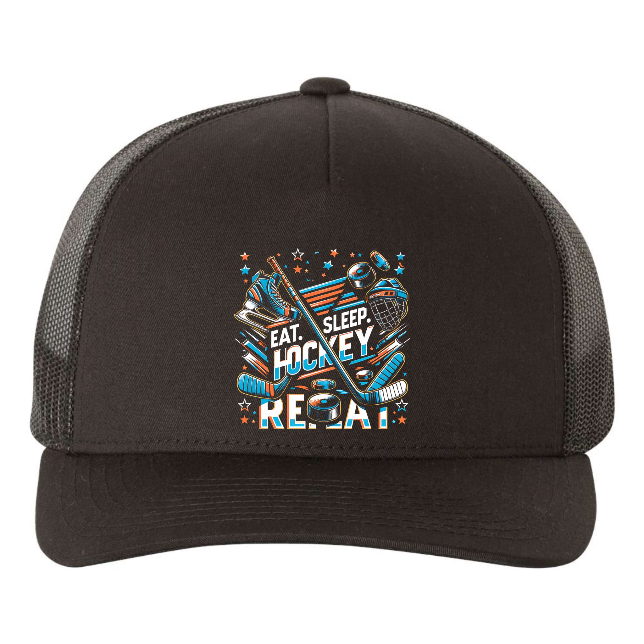 Eat Sleep Hockey Repeat Ice Hockey Funny Gift Funny Graphic Cute Gift Yupoong Adult 5-Panel Trucker Hat