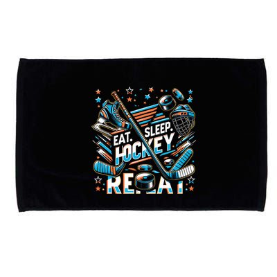Eat Sleep Hockey Repeat Ice Hockey Funny Gift Funny Graphic Cute Gift Microfiber Hand Towel