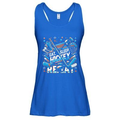 Eat Sleep Hockey Repeat Ice Hockey Funny Gift Funny Graphic Cute Gift Ladies Essential Flowy Tank