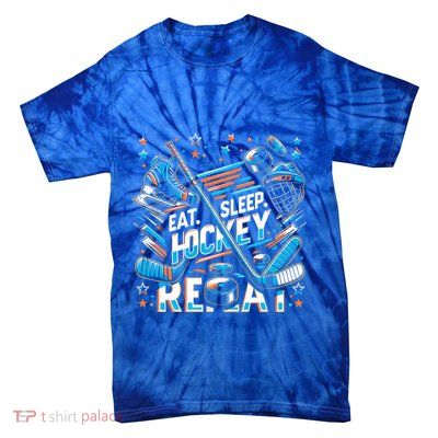 Eat Sleep Hockey Repeat Ice Hockey Funny Gift Funny Graphic Cute Gift Tie-Dye T-Shirt