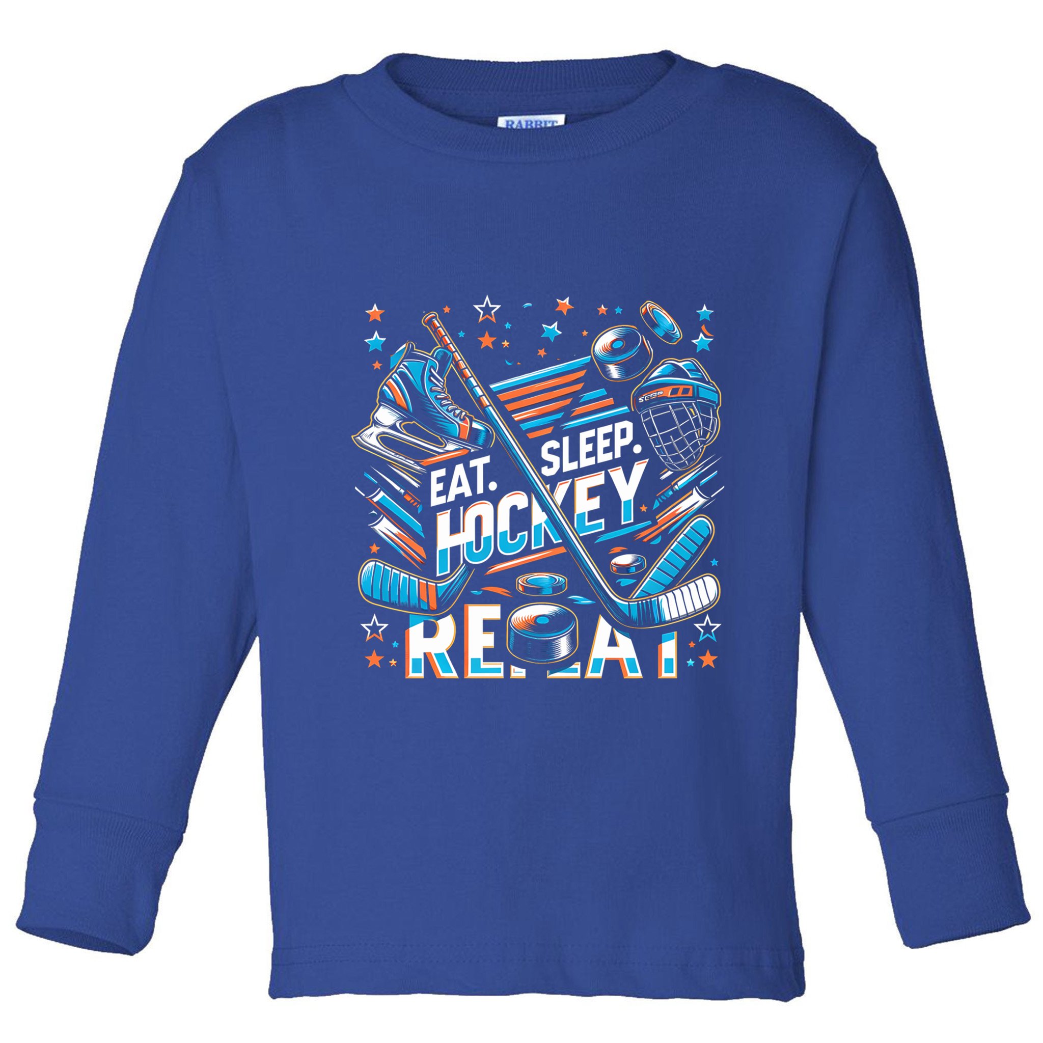 Eat Sleep Hockey Repeat Ice Hockey Funny Gift Funny Graphic Cute Gift Toddler Long Sleeve Shirt
