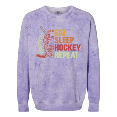 Eat Sleep Hockey Repeat Ice Hockey Lover Goalie Player Meaningful Gift Colorblast Crewneck Sweatshirt