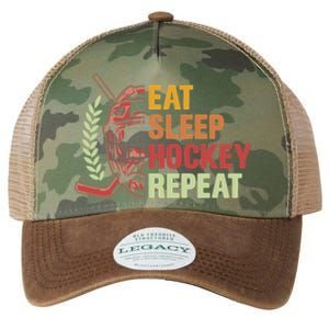 Eat Sleep Hockey Repeat Ice Hockey Lover Goalie Player Meaningful Gift Legacy Tie Dye Trucker Hat