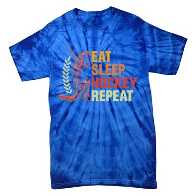 Eat Sleep Hockey Repeat Ice Hockey Lover Goalie Player Meaningful Gift Tie-Dye T-Shirt