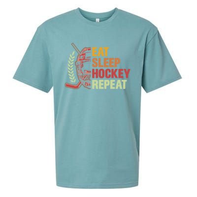 Eat Sleep Hockey Repeat Ice Hockey Lover Goalie Player Meaningful Gift Sueded Cloud Jersey T-Shirt