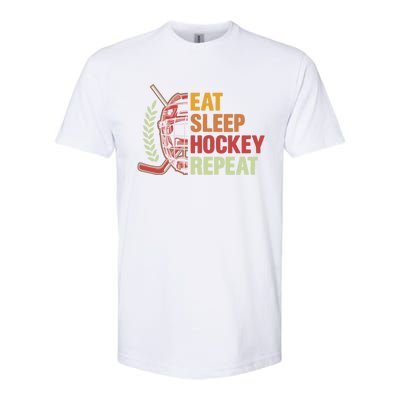 Eat Sleep Hockey Repeat Ice Hockey Lover Goalie Player Meaningful Gift Softstyle CVC T-Shirt