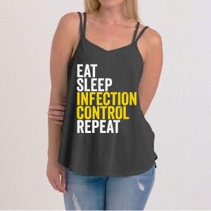 Eat Sleep Infection Control Repeat Funny Public Health Nurse Gift Women's Strappy Tank