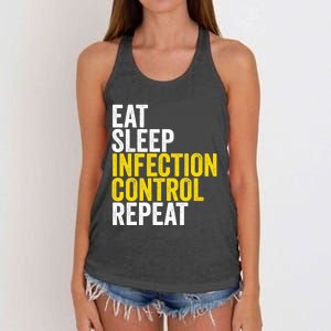 Eat Sleep Infection Control Repeat Funny Public Health Nurse Gift Women's Knotted Racerback Tank