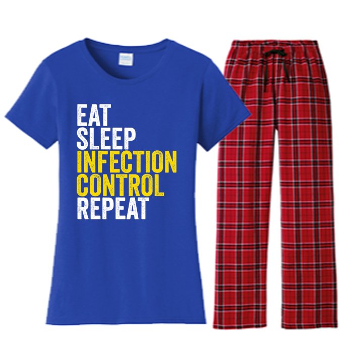 Eat Sleep Infection Control Repeat Funny Public Health Nurse Gift Women's Flannel Pajama Set