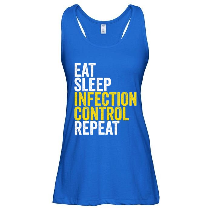 Eat Sleep Infection Control Repeat Funny Public Health Nurse Gift Ladies Essential Flowy Tank