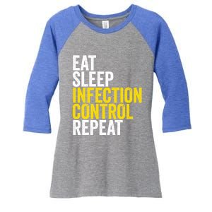 Eat Sleep Infection Control Repeat Funny Public Health Nurse Gift Women's Tri-Blend 3/4-Sleeve Raglan Shirt