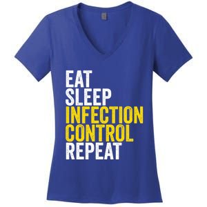 Eat Sleep Infection Control Repeat Funny Public Health Nurse Gift Women's V-Neck T-Shirt