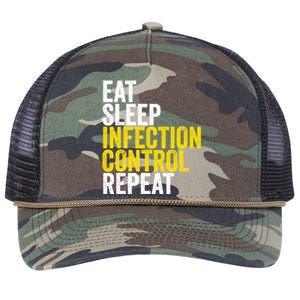 Eat Sleep Infection Control Repeat Funny Public Health Nurse Gift Retro Rope Trucker Hat Cap