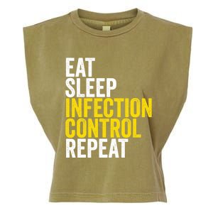 Eat Sleep Infection Control Repeat Funny Public Health Nurse Gift Garment-Dyed Women's Muscle Tee