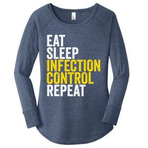 Eat Sleep Infection Control Repeat Funny Public Health Nurse Gift Women's Perfect Tri Tunic Long Sleeve Shirt