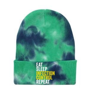 Eat Sleep Infection Control Repeat Funny Public Health Nurse Gift Tie Dye 12in Knit Beanie