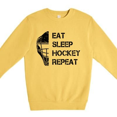 Eat Sleep Ice Hockey Repeat Christmas Birthday Funny Gift Premium Crewneck Sweatshirt