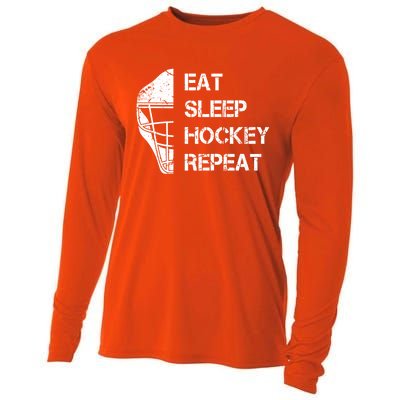 Eat Sleep Ice Hockey Repeat Christmas Birthday Funny Gift Cooling Performance Long Sleeve Crew