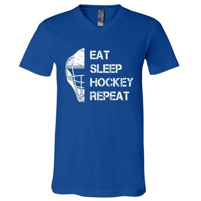 Eat Sleep Ice Hockey Repeat Christmas Birthday Funny Gift V-Neck T-Shirt