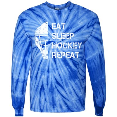 Eat Sleep Ice Hockey Repeat Christmas Birthday Funny Gift Tie-Dye Long Sleeve Shirt