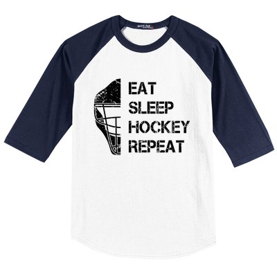 Eat Sleep Ice Hockey Repeat Christmas Birthday Funny Gift Baseball Sleeve Shirt