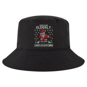 Elderly Santa Is Watching Grandma Grandpa Ugly Christmas Cute Gift Cool Comfort Performance Bucket Hat