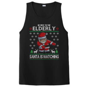 Elderly Santa Is Watching Grandma Grandpa Ugly Christmas Cute Gift PosiCharge Competitor Tank