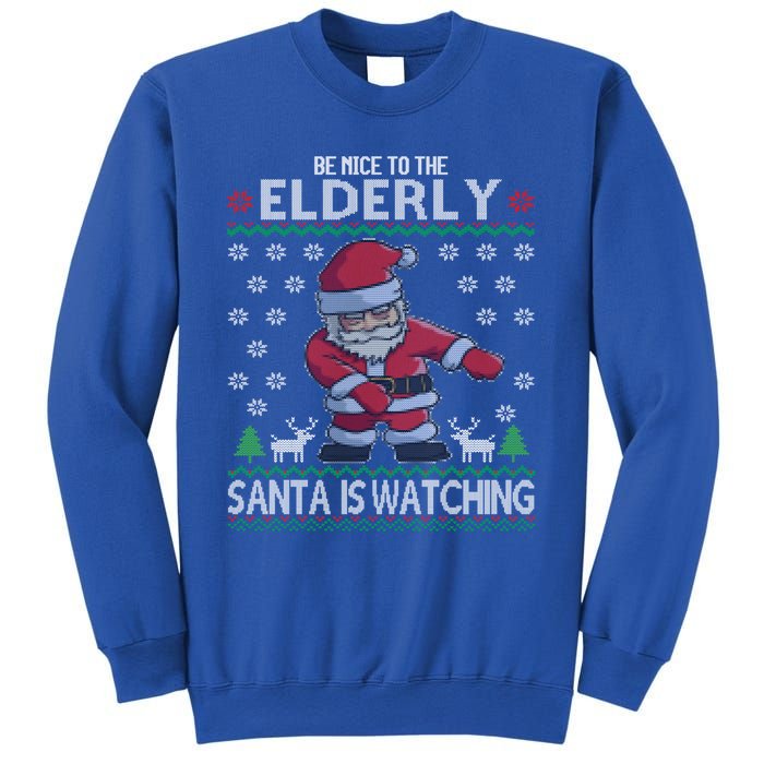 Elderly Santa Is Watching Grandma Grandpa Ugly Christmas Cute Gift Sweatshirt