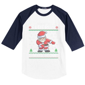 Elderly Santa Is Watching Grandma Grandpa Ugly Christmas Cute Gift Baseball Sleeve Shirt